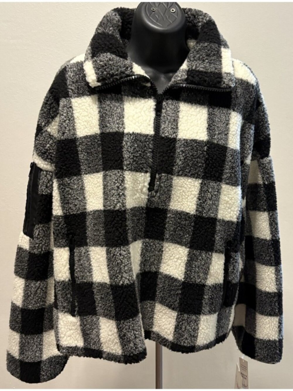 Boundless North fleece jacket Womens Size L Berber Buffalo Check Pullover